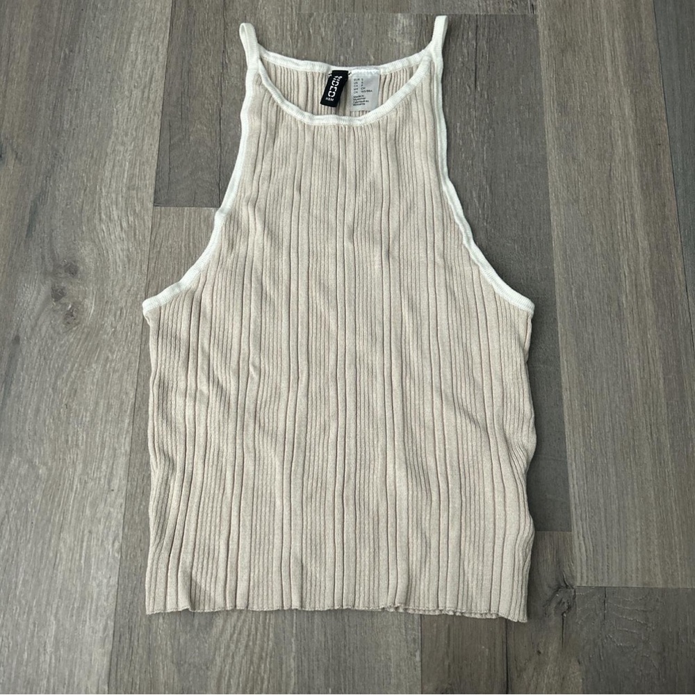 Cream and white ribbed shirt